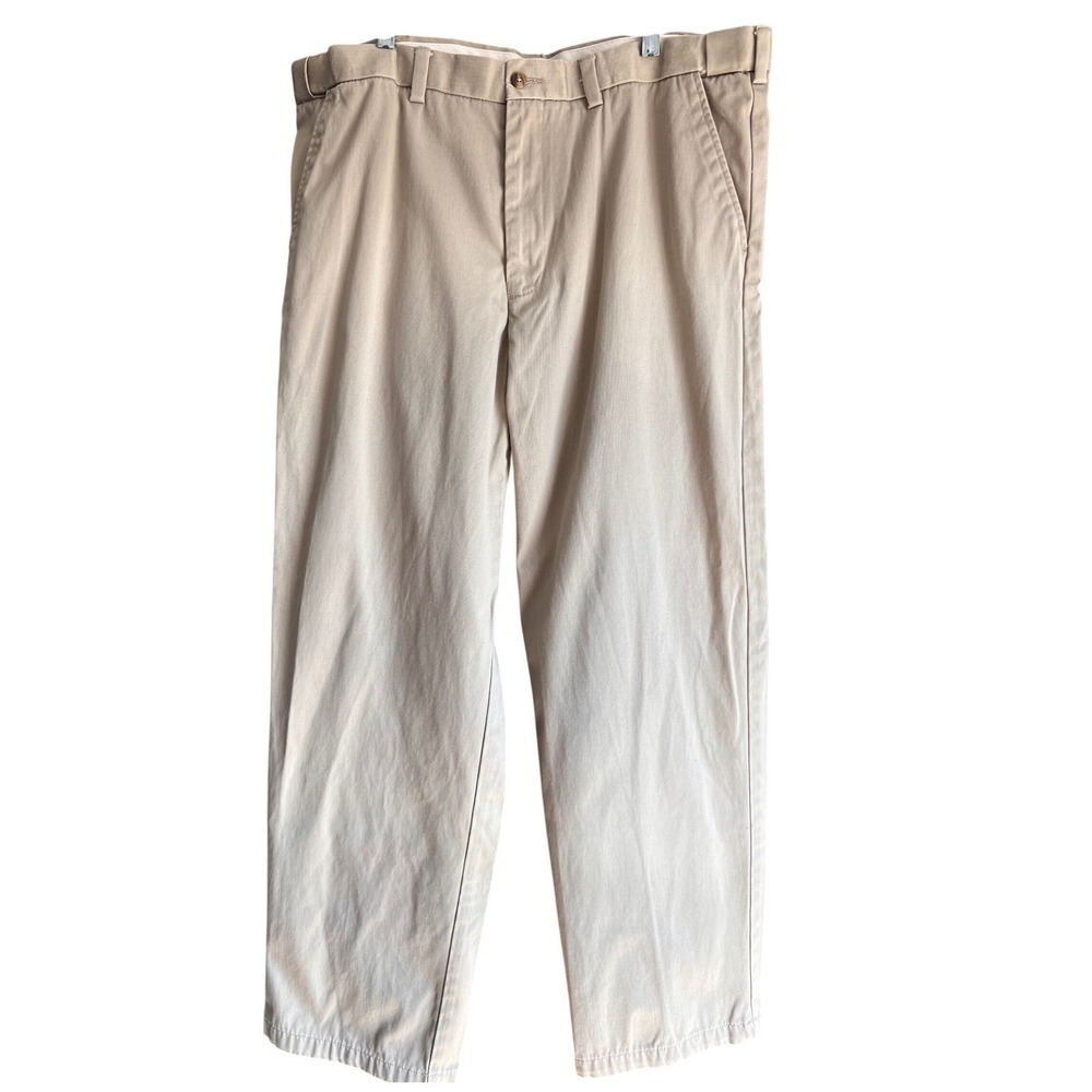 George Mens Barley Cotton Chino Pants Tan Straight‎ Leg 38x32 GM00204E